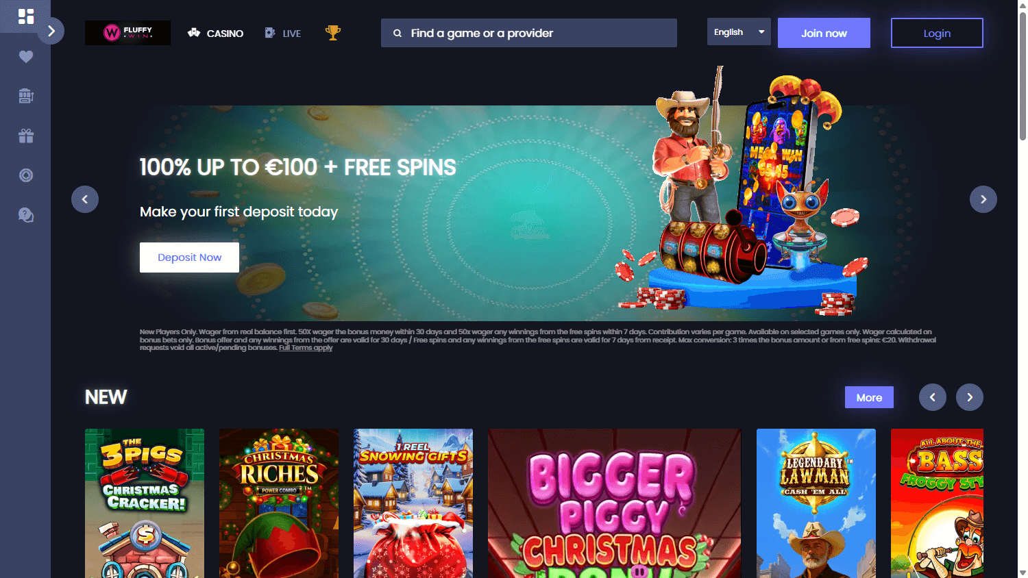 FluffyWin Casino Desktop screenshot