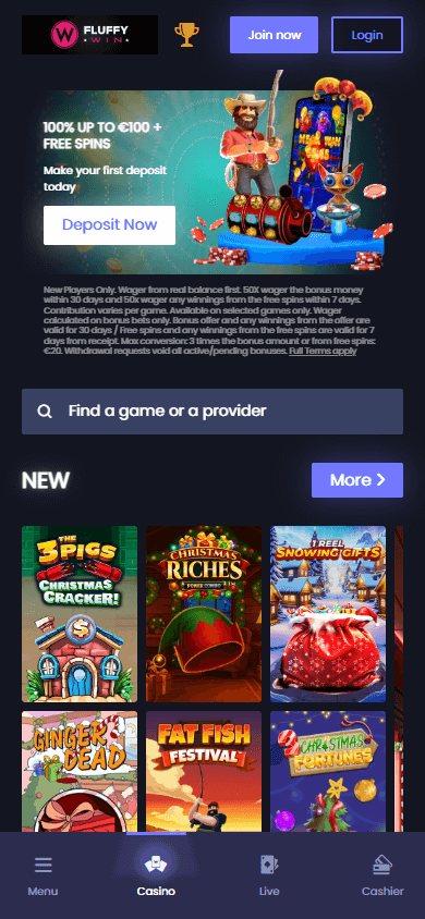 FluffyWin Casino Mobile screenshot